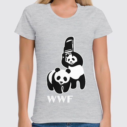 Заказать женскую футболку в Москве. Футболка классическая WWF Panda от Leichenwagen - готовые дизайны и нанесение принтов.