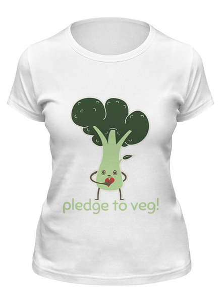 Заказать женскую футболку в Москве. Футболка классическая Pledge to veg от skynatural - готовые дизайны и нанесение принтов.