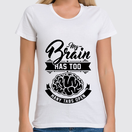 Заказать женскую футболку в Москве. Футболка классическая Мозг (Brain) от trugift - готовые дизайны и нанесение принтов.