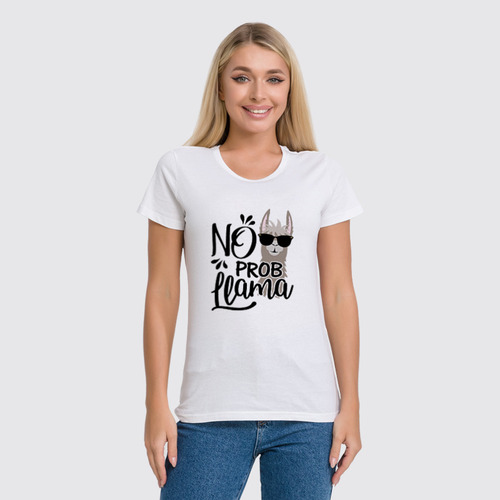 Заказать женскую футболку в Москве. Футболка классическая NO DRAMA LAMA! от T-shirt print  - готовые дизайны и нанесение принтов.