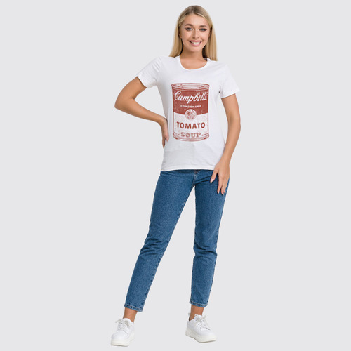 Заказать женскую футболку в Москве. Футболка классическая Банка с супом Кэмпбелл от geekbox - готовые дизайны и нанесение принтов.