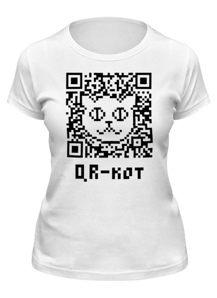 Заказать женскую футболку в Москве. Футболка классическая QR-кот от ulybka74@mail.ru - готовые дизайны и нанесение принтов.
