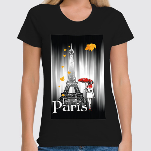 Заказать женскую футболку в Москве. Футболка классическая Осень в Париже. от Zorgo-Art  - готовые дизайны и нанесение принтов.