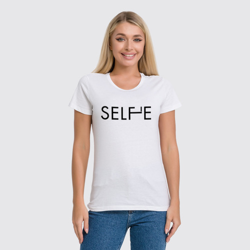 Заказать женскую футболку в Москве. Футболка классическая SELFI от T-shirt print  - готовые дизайны и нанесение принтов.