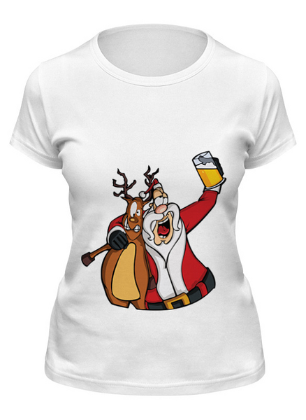 Заказать женскую футболку в Москве. Футболка классическая Дед мороз от Easy-store - готовые дизайны и нанесение принтов.