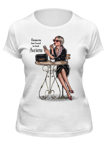 Заказать женскую футболку в Москве. Футболка классическая Awesome Blonde от @kristy_art_k  - готовые дизайны и нанесение принтов.