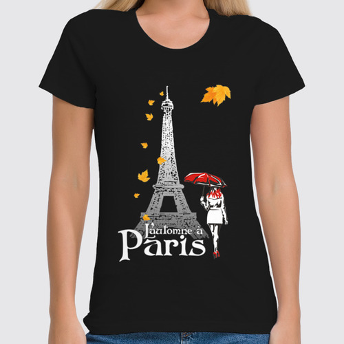 Заказать женскую футболку в Москве. Футболка классическая Осень в Париже. от Zorgo-Art  - готовые дизайны и нанесение принтов.