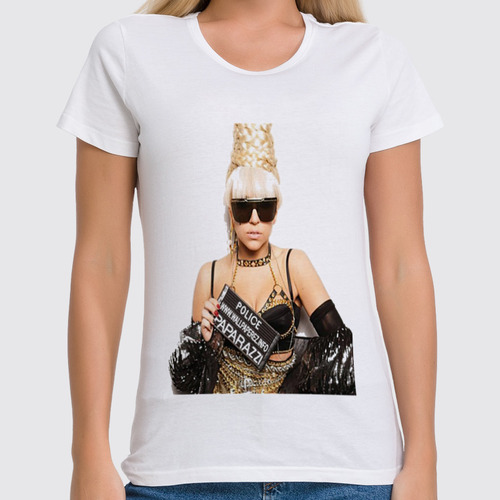 Заказать женскую футболку в Москве. Футболка классическая Lady Gaga-Paparazzi от charmed - готовые дизайны и нанесение принтов.