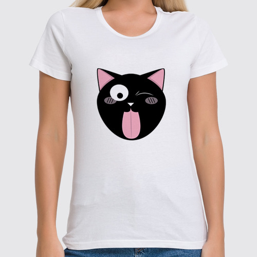 Заказать женскую футболку в Москве. Футболка классическая Забавный кот от Amerikanka - готовые дизайны и нанесение принтов.
