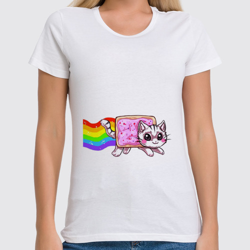 Заказать женскую футболку в Москве. Футболка классическая Nyan cat от YellowCloverShop - готовые дизайны и нанесение принтов.