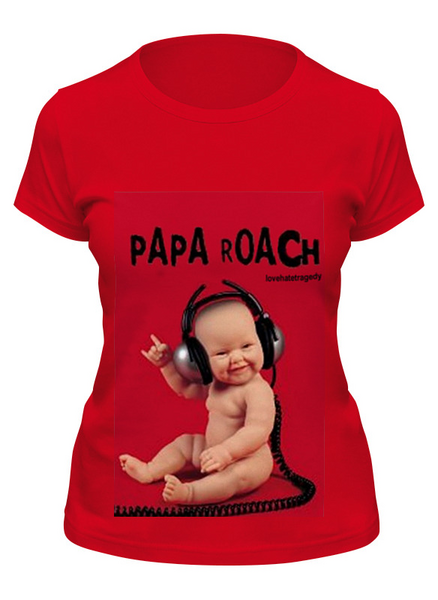 Заказать женскую футболку в Москве. Футболка классическая papa roach - lovehate tragedy album от uri_star@ukr.net - готовые дизайны и нанесение принтов.