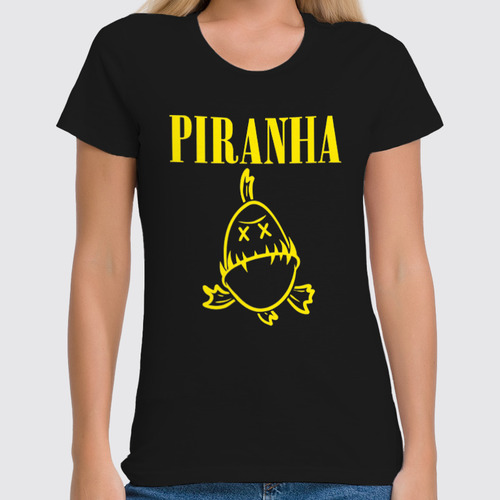 Заказать женскую футболку в Москве. Футболка классическая Piranha от Amerikanka - готовые дизайны и нанесение принтов.