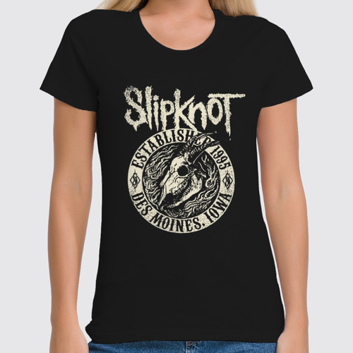 Заказать женскую футболку в Москве. Футболка классическая Slipknot от geekbox - готовые дизайны и нанесение принтов.