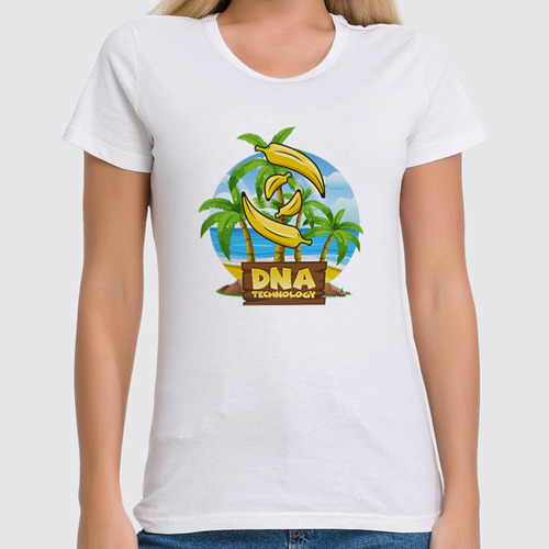 Заказать женскую футболку в Москве. Футболка классическая DNAtechnology white t-shirt от Alcochat - готовые дизайны и нанесение принтов.