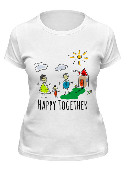 Заказать женскую футболку в Москве. Футболка классическая Happy Together  от Just kidding - готовые дизайны и нанесение принтов.