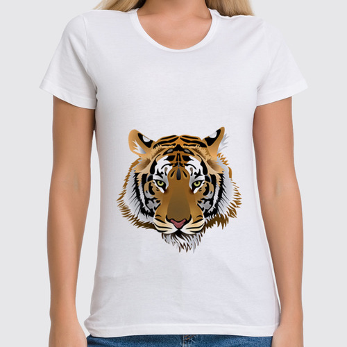 Заказать женскую футболку в Москве. Футболка классическая Взгляд тигра от Виктор Гришин - готовые дизайны и нанесение принтов.