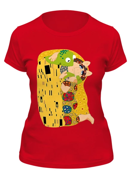Заказать женскую футболку в Москве. Футболка классическая Gustav Klimt( пародия) от ПРИНТЫ ПЕЧАТЬ  - готовые дизайны и нанесение принтов.