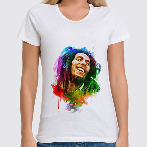 Заказать женскую футболку в Москве. Футболка классическая Bob Marley от print_not_dead - готовые дизайны и нанесение принтов.