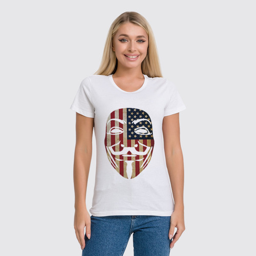 Заказать женскую футболку в Москве. Футболка классическая USA Anonymous от skynatural - готовые дизайны и нанесение принтов.