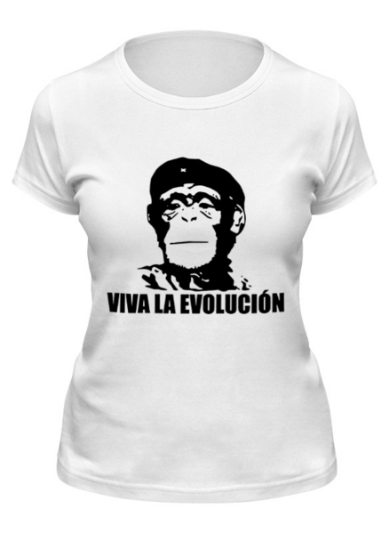 Заказать женскую футболку в Москве. Футболка классическая Viva La Evolucion от Leichenwagen - готовые дизайны и нанесение принтов.