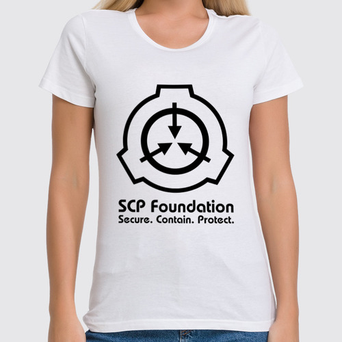 Заказать женскую футболку в Москве. Футболка классическая SCP Foundation от geekbox - готовые дизайны и нанесение принтов.