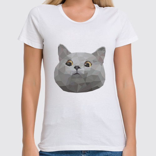 Заказать женскую футболку в Москве. Футболка классическая Удивленный кот от Mary_F  - готовые дизайны и нанесение принтов.