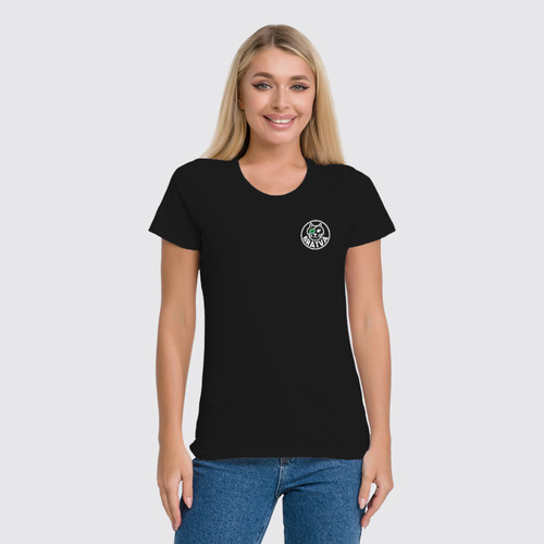 Заказать женскую футболку в Москве. Футболка классическая Black BRATVA female shirt от svetabratva@gmail.com - готовые дизайны и нанесение принтов.