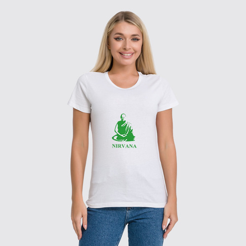 Заказать женскую футболку в Москве. Футболка классическая Nirvana-green от LINGAM ART | lingam.ord@gmail.com - готовые дизайны и нанесение принтов.