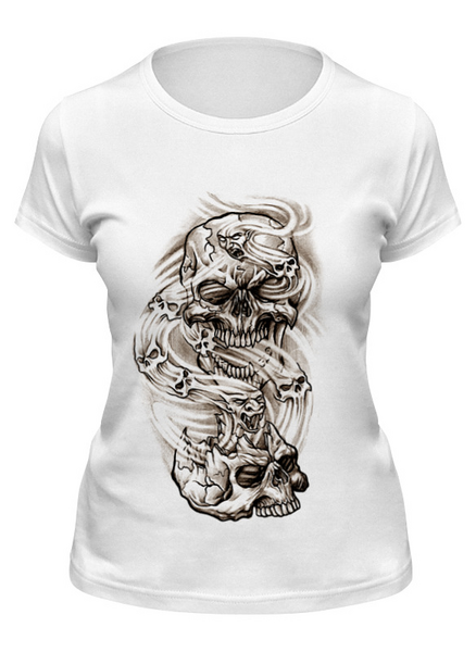 Заказать женскую футболку в Москве. Футболка классическая Smoke Skulls от Leichenwagen - готовые дизайны и нанесение принтов.