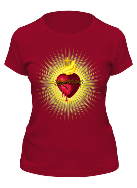 Заказать женскую футболку в Москве. Футболка классическая Сердце Иисуса от Print design  - готовые дизайны и нанесение принтов.