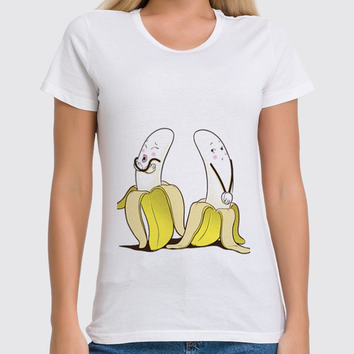 Заказать женскую футболку в Москве. Футболка классическая Банан от Мария Борисенкова - готовые дизайны и нанесение принтов.