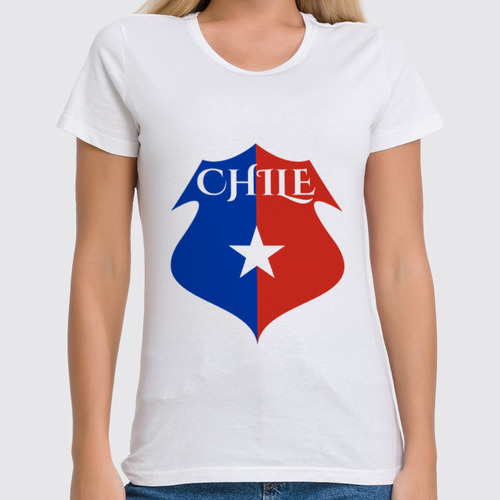 Заказать женскую футболку в Москве. Футболка классическая Сборная Чили по футболу от printik - готовые дизайны и нанесение принтов.