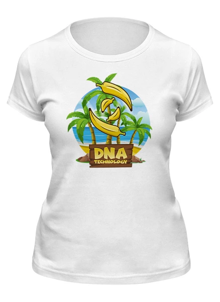 Заказать женскую футболку в Москве. Футболка классическая DNAtechnology white t-shirt от Alcochat - готовые дизайны и нанесение принтов.