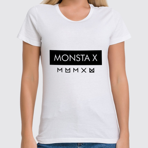 Заказать женскую футболку в Москве. Футболка классическая Monsta X от geekbox - готовые дизайны и нанесение принтов.