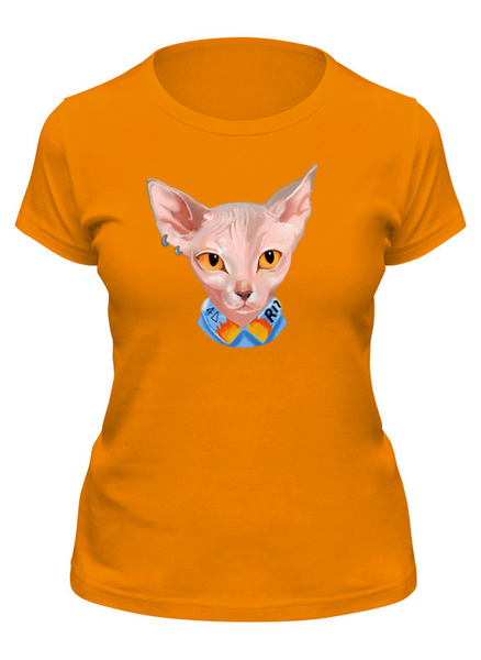 Заказать женскую футболку в Москве. Футболка классическая Египетский котик от Print design  - готовые дизайны и нанесение принтов.