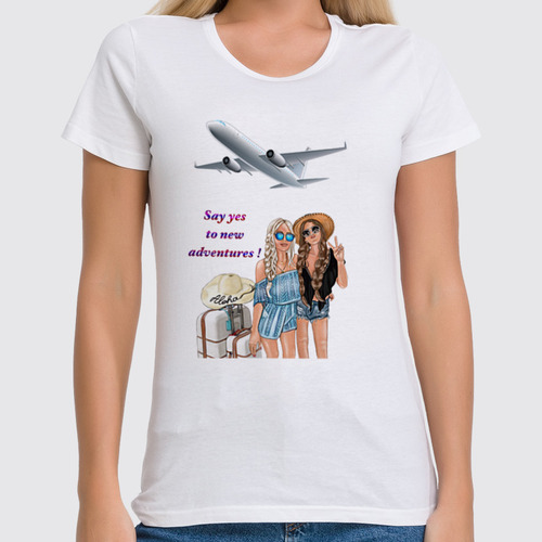 Заказать женскую футболку в Москве. Футболка классическая Travel girls от @kristy_art_k  - готовые дизайны и нанесение принтов.