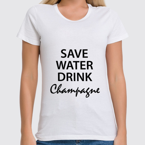 Заказать женскую футболку в Москве. Футболка классическая Save Water от Pinky-Winky - готовые дизайны и нанесение принтов.