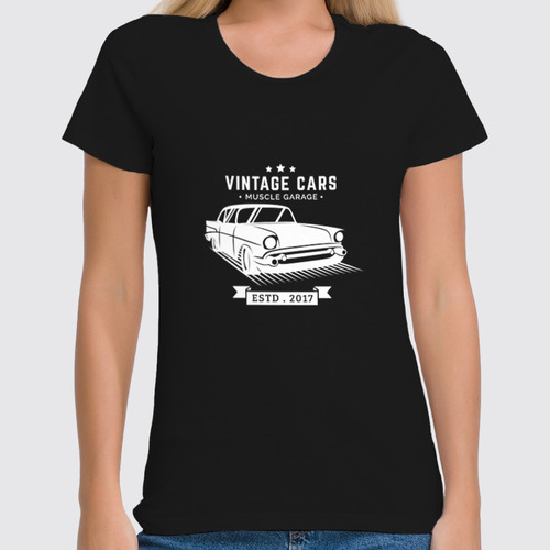 Заказать женскую футболку в Москве. Футболка классическая Vintage Cars от balden - готовые дизайны и нанесение принтов.