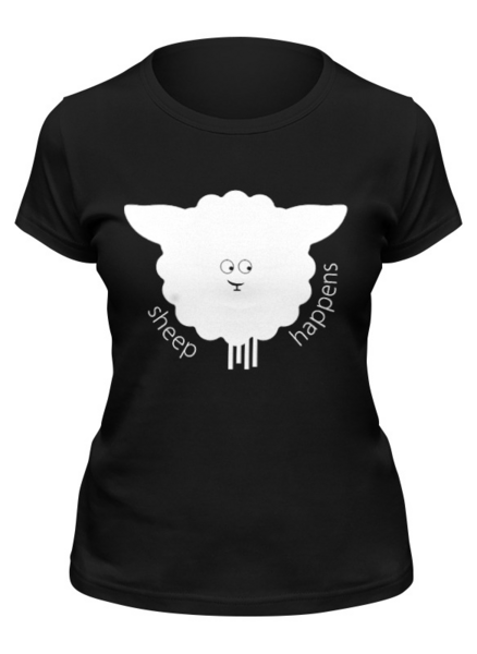 Заказать женскую футболку в Москве. Футболка классическая Round Sheep Black от Ugen - готовые дизайны и нанесение принтов.