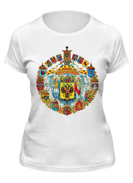 Заказать женскую футболку в Москве. Футболка классическая Герб                         от Savara - готовые дизайны и нанесение принтов.