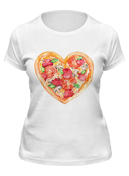 Заказать женскую футболку в Москве. Футболка классическая Пицца это любовь от lucky_vmv - готовые дизайны и нанесение принтов.
