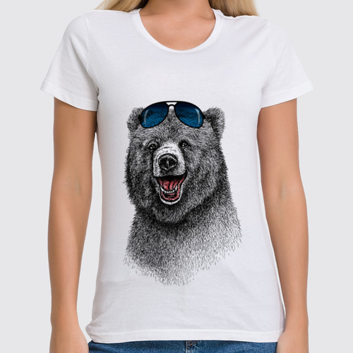 Заказать женскую футболку в Москве. Футболка классическая Позитивный медведь от Leichenwagen - готовые дизайны и нанесение принтов.