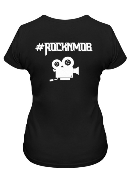 Заказать женскую футболку в Москве. Футболка классическая Rocknmob - видеооператор от accs@rocknmob.com - готовые дизайны и нанесение принтов.