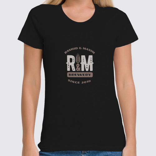Заказать женскую футболку в Москве. Футболка классическая R&M hoodie black от Alcochat - готовые дизайны и нанесение принтов.
