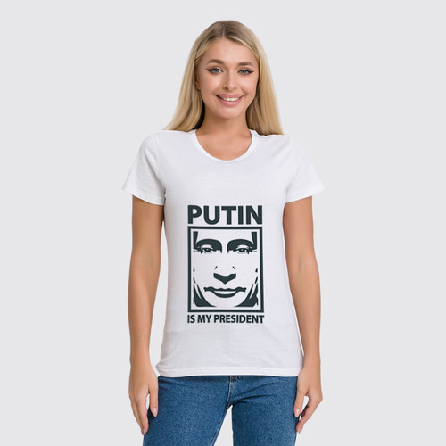 Заказать женскую футболку в Москве. Футболка классическая Путин от maryna_isaeva - готовые дизайны и нанесение принтов.