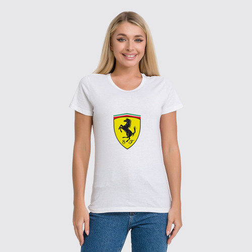 Заказать женскую футболку в Москве. Футболка классическая Ferrari  от DESIGNER   - готовые дизайны и нанесение принтов.