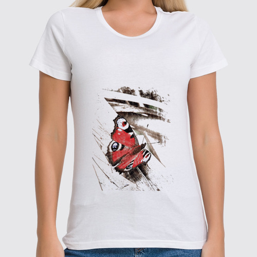 Заказать женскую футболку в Москве. Футболка классическая Бабочка от fun2fans - готовые дизайны и нанесение принтов.