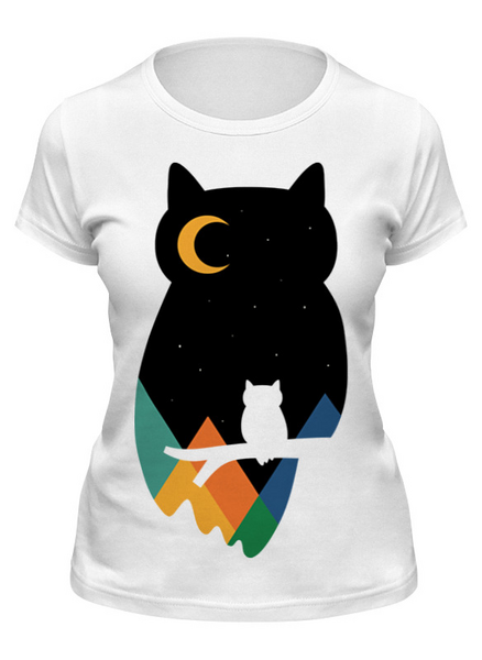 Заказать женскую футболку в Москве. Футболка классическая Сова (Owl) от trugift - готовые дизайны и нанесение принтов.