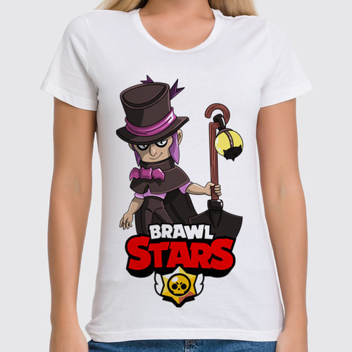 Заказать женскую футболку в Москве. Футболка классическая BRAWL STARS MORTIS от geekbox - готовые дизайны и нанесение принтов.