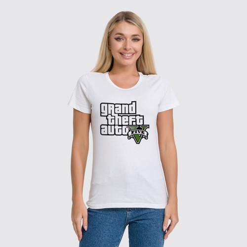 Заказать женскую футболку в Москве. Футболка классическая Grand Theft Auto 5 от VashAdmin - готовые дизайны и нанесение принтов.